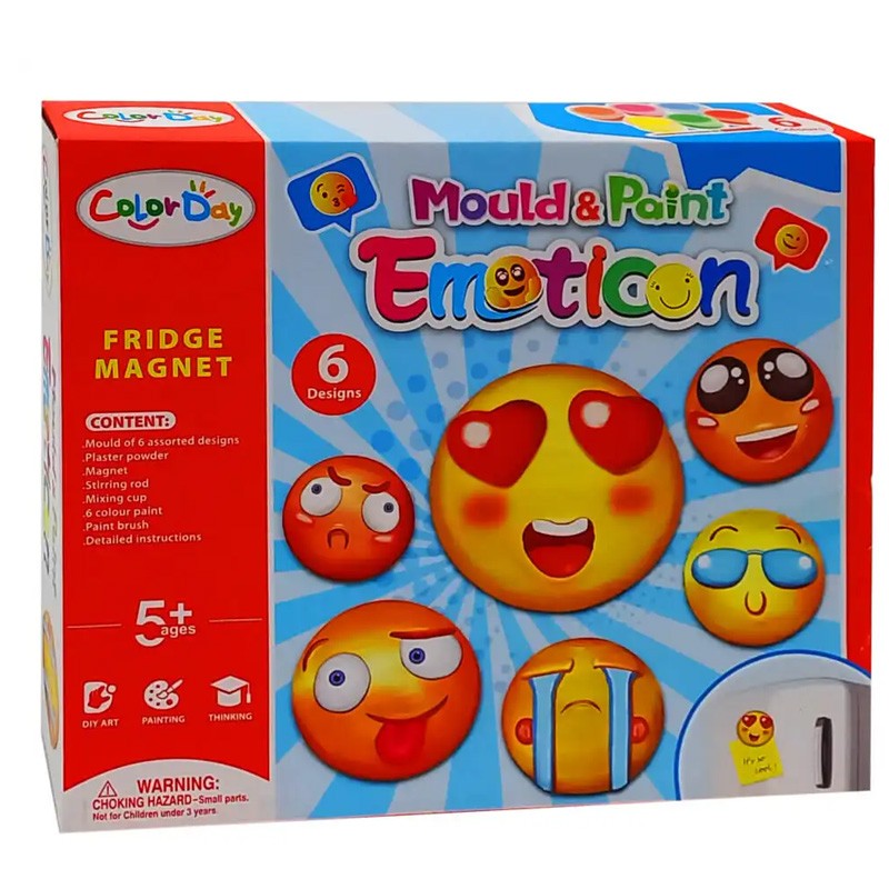 Color Day -Emoji Paint Kit Fridge Magnetic Smiley Faces Plaster Magnets (8545)
