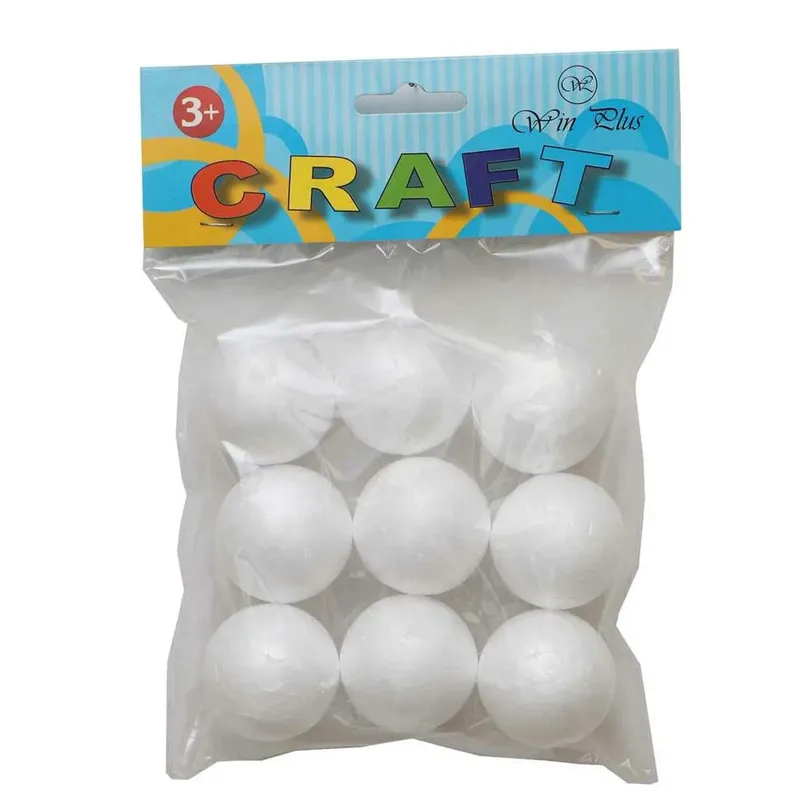 Pack Of 9 Pcs Polystyrene Balls Diameter 2.4 cm Ideal For School Science Projects & Creative Modeling , Solar System Model , Christmas Ornaments , Snow Man (BSS0120)