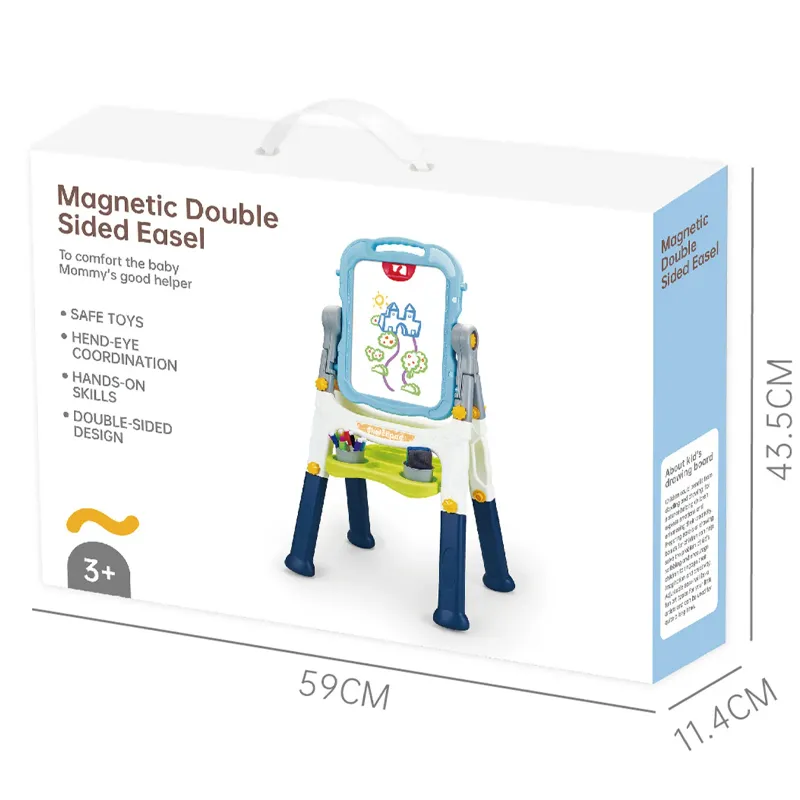 Youleen - Adjustable Magnetic Double Sided Easel 2 In 1 Multifunctional Drawing Board，360° Rotation with Handle and Storage Tray (2905)