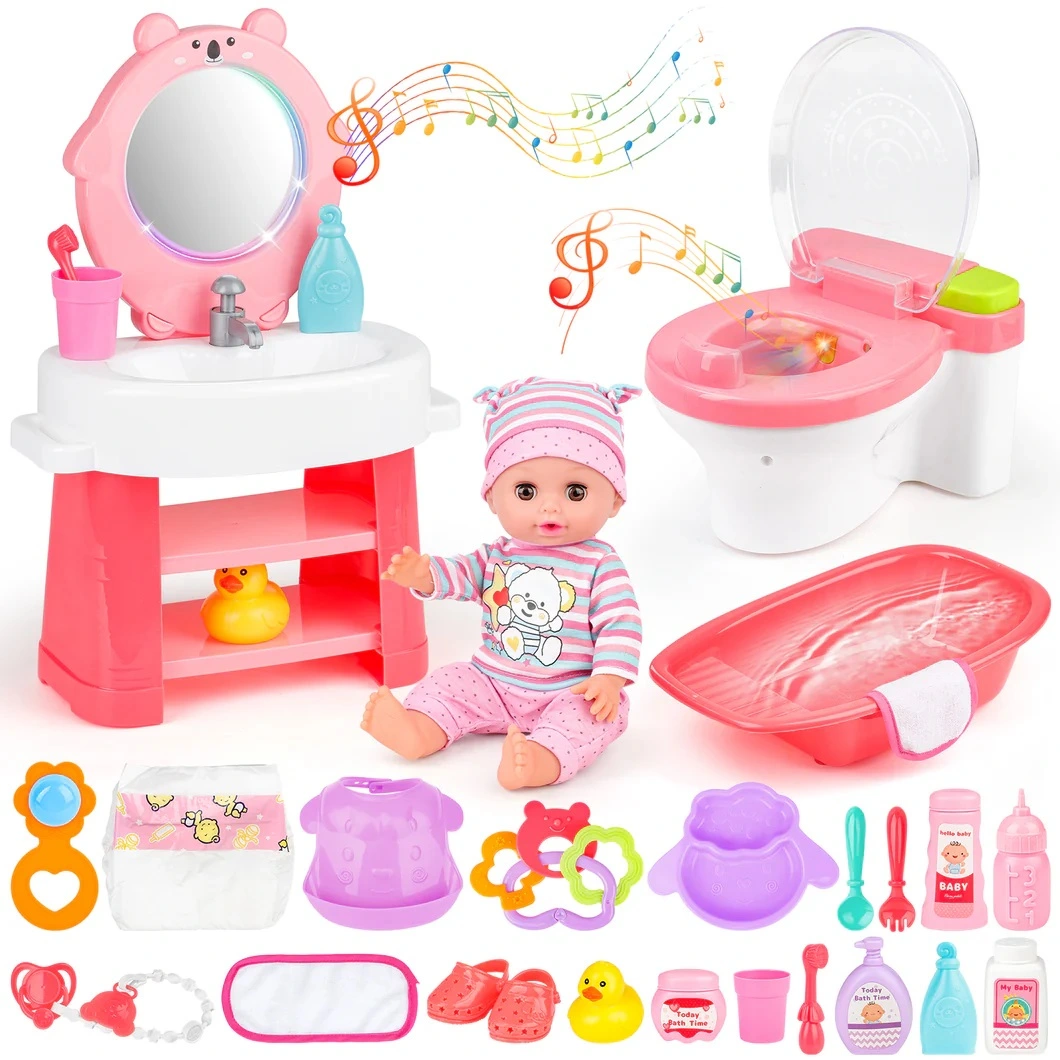 Interactive Baby Doll with Potty & Care Accessories – 30 cm Realistic Doll with 12 Sounds, Toilet Training Playset for Kids Ages 3+