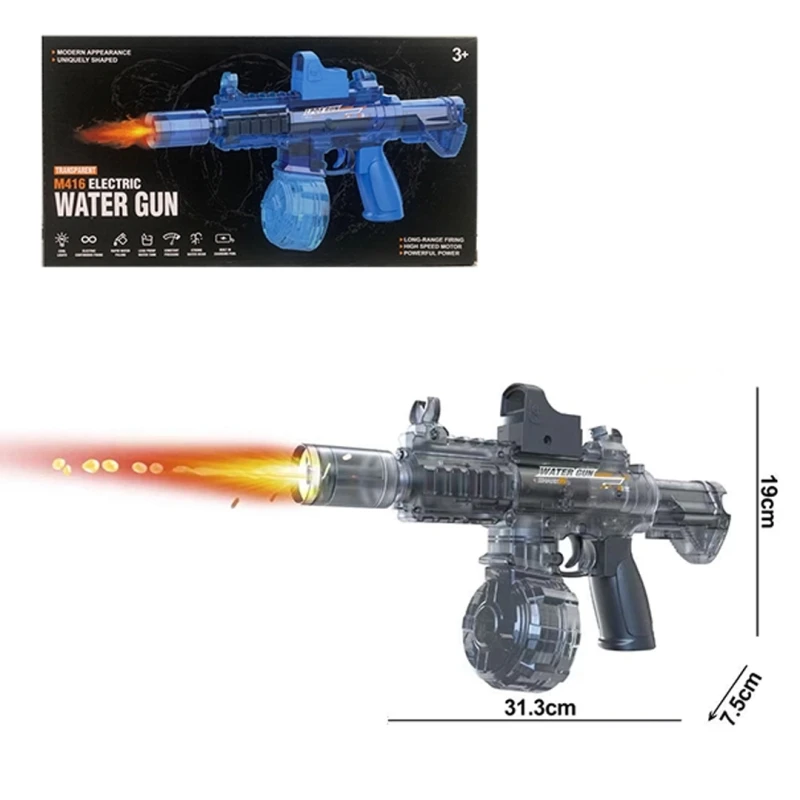 Electric Water Gun with LED Flame Light Effect – High Pressure Automatic Water Blaster with 6–8m Shooting Range – Rechargeable Motorized Water Gun for Kids & Adults – Ages 3+