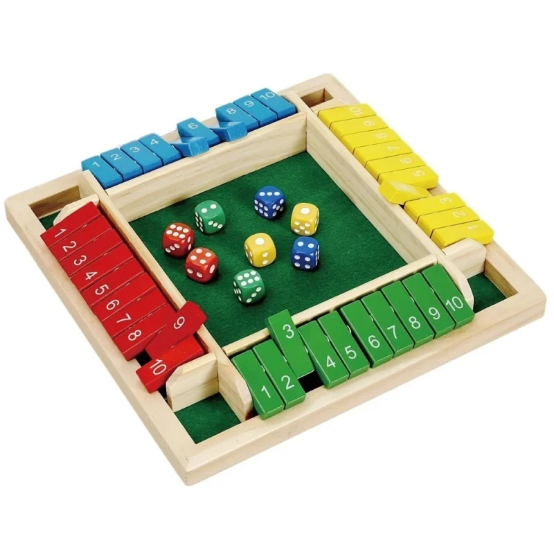Wooden Shut The Box Game with Dice for 1-4 Players | Classic Family Board Game | Educational Math & Strategy Game for Kids & Adults | Portable Durable Wooden Design
