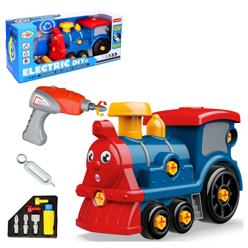 Toddler Take Apart Electric Train STEM Toy with Drill for Assembly and Bottom-Mounted Drive, Educational DIY Learning Toy for Kids Age 3+