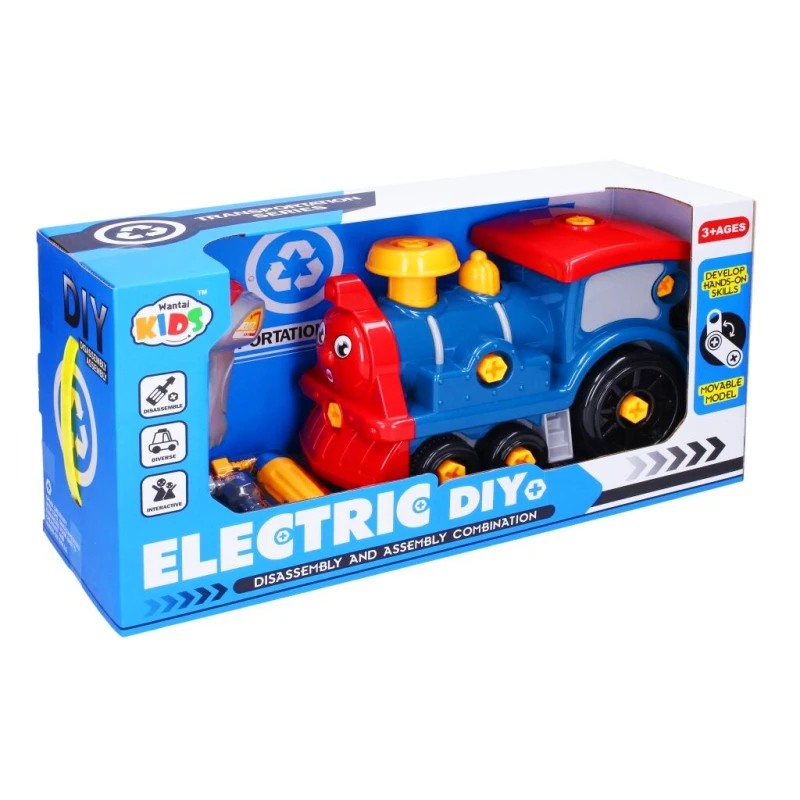 Toddler Take Apart Electric Train STEM Toy with Drill for Assembly and Bottom-Mounted Drive, Educational DIY Learning Toy for Kids Age 3+
