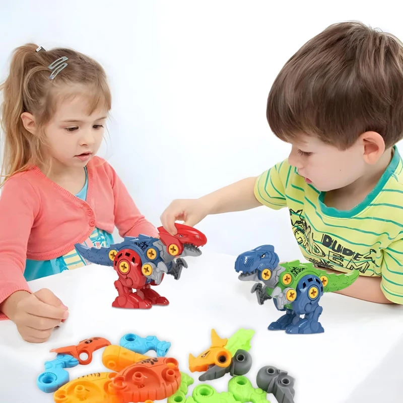 Take Apart Dinosaur Toys – 2 Buildable Dinosaurs (Random Colors) Kit with 2 Hand Screwdrivers, Educational STEM Interactive Toy for Kids Age 3+