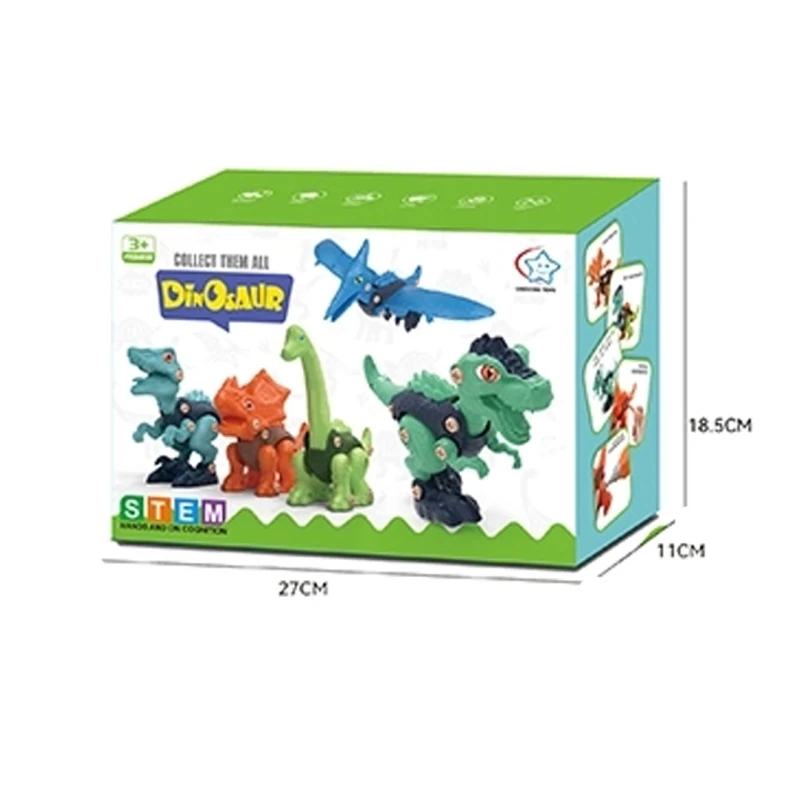 4-Piece Buildable Dinosaur Toy Set for Kids – STEM Take-Apart Construction Kit with Electric Drill & Screwdriver, Educational & Interactive Play for Ages 3+