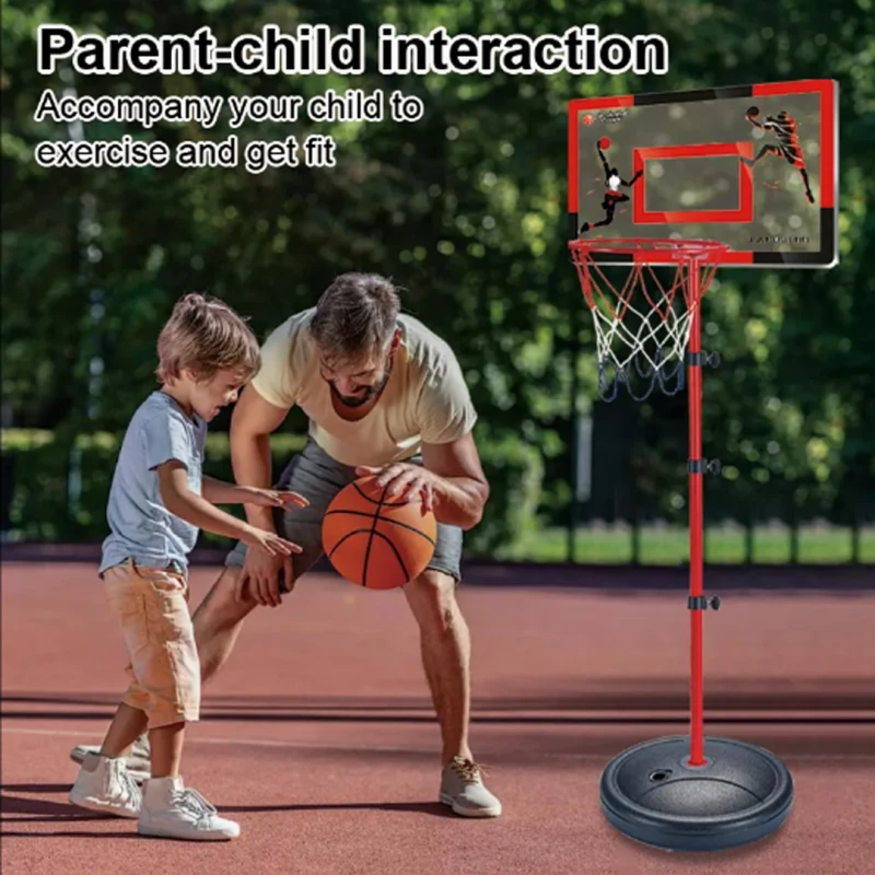 Adjustable Kids Basketball Hoop with Height Up to 210 cm for Indoor & Outdoor Play, Round Base & Durable Metal Rim – Suitable for Ages 3+
