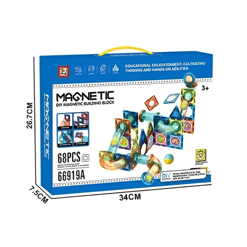 68-Piece Magnetic Building Blocks Set, Clear 3D Construction Tiles, STEM Educational Stacking Toy for Early Development, Age 3+