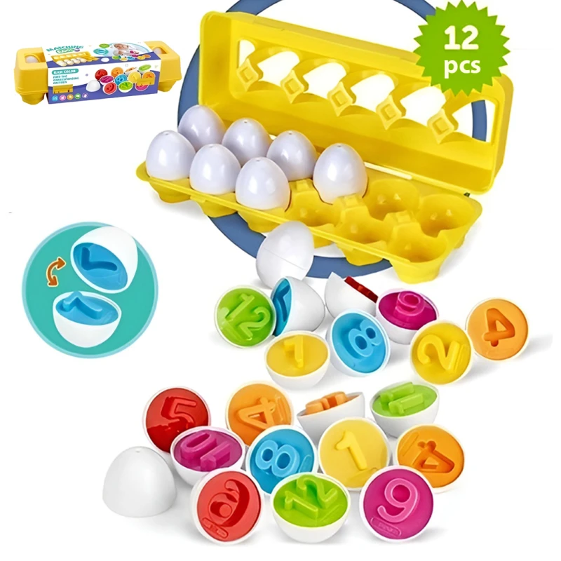 Matching Eggs for Toddlers – 12PCS Preschool Educational Toy for Color & Number Recognition, Sorting Skills, Easter Basket Stuffers, Ages 1-3
