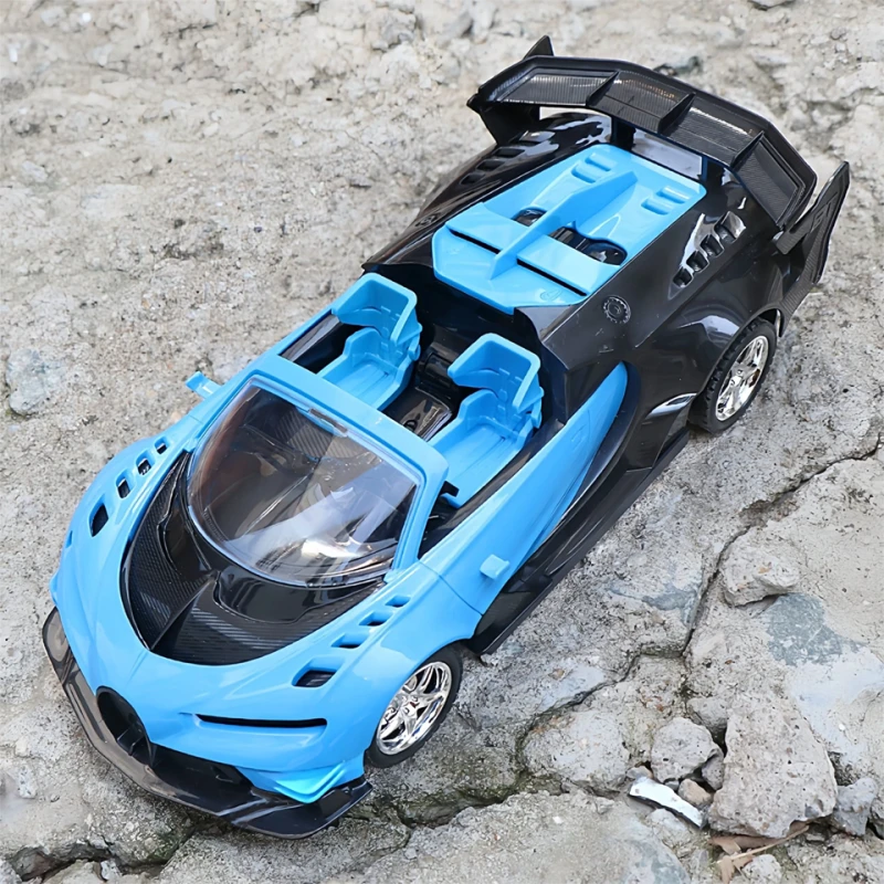 Bugatti Convertible RC Car for Kids - Scale 1-18 - 4-Channel Remote Control - 3.7V Rechargeable Battery - Working Head & Tail Lights - Ages 3+