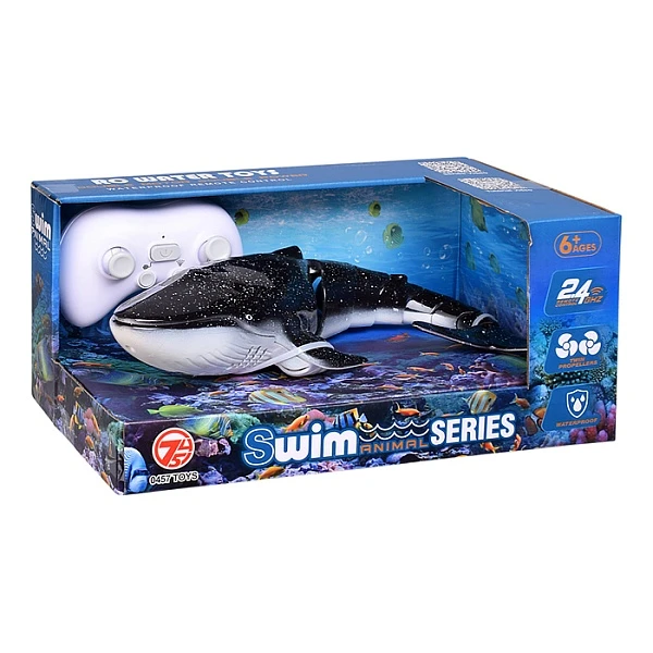 2.4GHz Remote Control Whale Shark Toys for Kids, 1:18 High Simulation RC Whale with Light & Water Spray, Dual Motors, Waterproof Remote, Rechargeable Electric Shark for Pool - Ages 6+