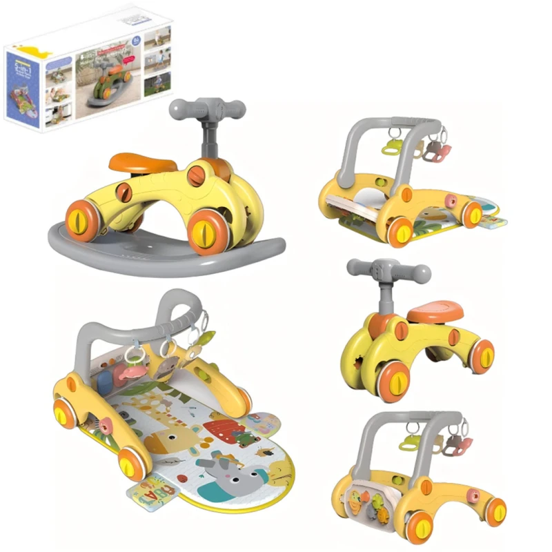 Baby Gym 7-in-1 Multi-Functional Play Gym, Walker, Trolley, Piano Play Gym, Educational Cube, Kick & Sensory Development, Foldable & Compact Indoor Play Equipment