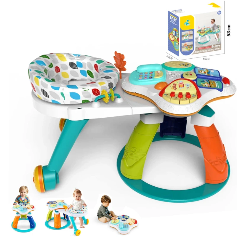 INFANT 3-in-1 Walk Around Baby Activity Center – Baby Walker with Rotating Play Table, 360° Swivel Seat & 3 Adjustable Heights – For Ages 6–36 Months