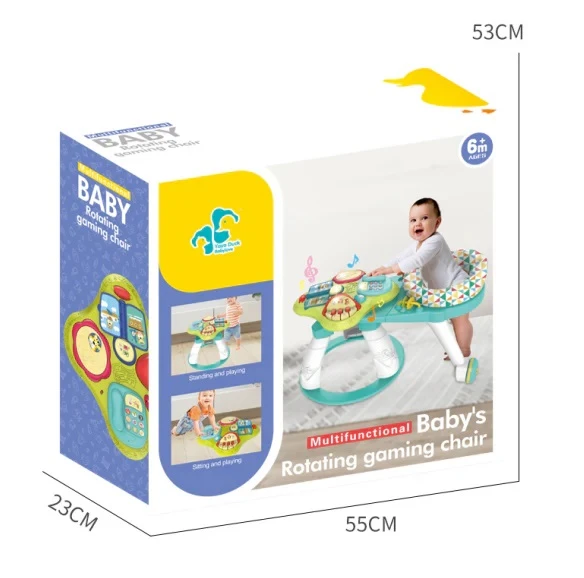 INFANT 3-in-1 Walk Around Baby Activity Center – Baby Walker with Rotating Play Table, 360° Swivel Seat & 3 Adjustable Heights – For Ages 6–36 Months