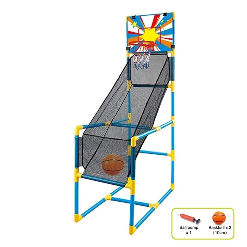 Basketball Stand Toy Portable Sports Movable Children's Basketball Stand Toy – Adjustable Height, Includes 2 Basketballs and Pump – Suitable for Ages 3 and Up