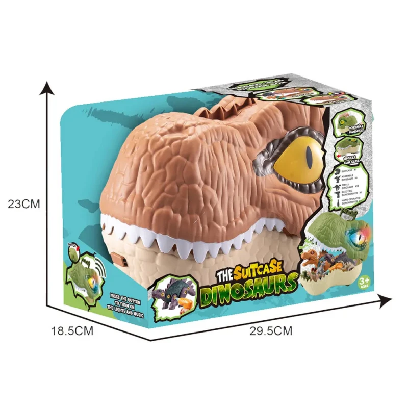 Dinosaur Assembly Toy Set - Realistic Electric DIY Kit with Light & Sound, Inertia Dinosaur Storage Toy | For Ages 3+