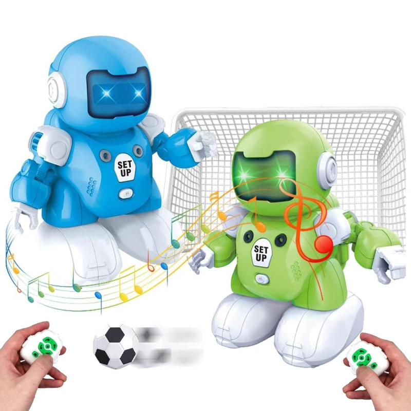 Remote Control Soccer Rechargeable Robot Pack of 2 Robots, 2 nets + 1 football mat, Small Football