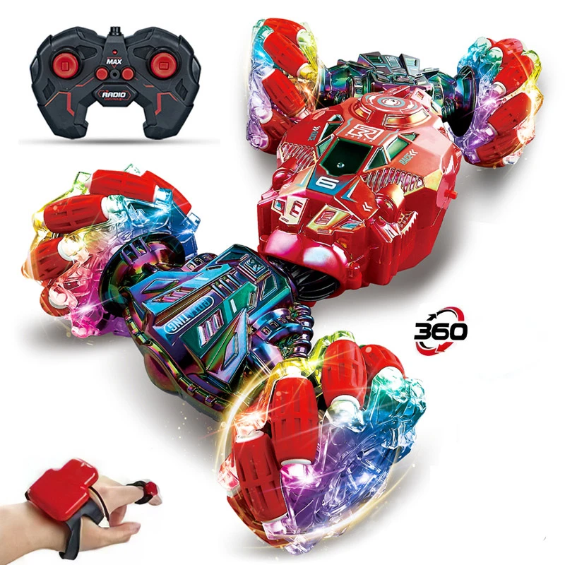 XTREME Remote Control Stunt Car 3.7V with Gesture-Control Bracelet, USB Charging, 360° Rotation, Transformable Body & Roller Wheels