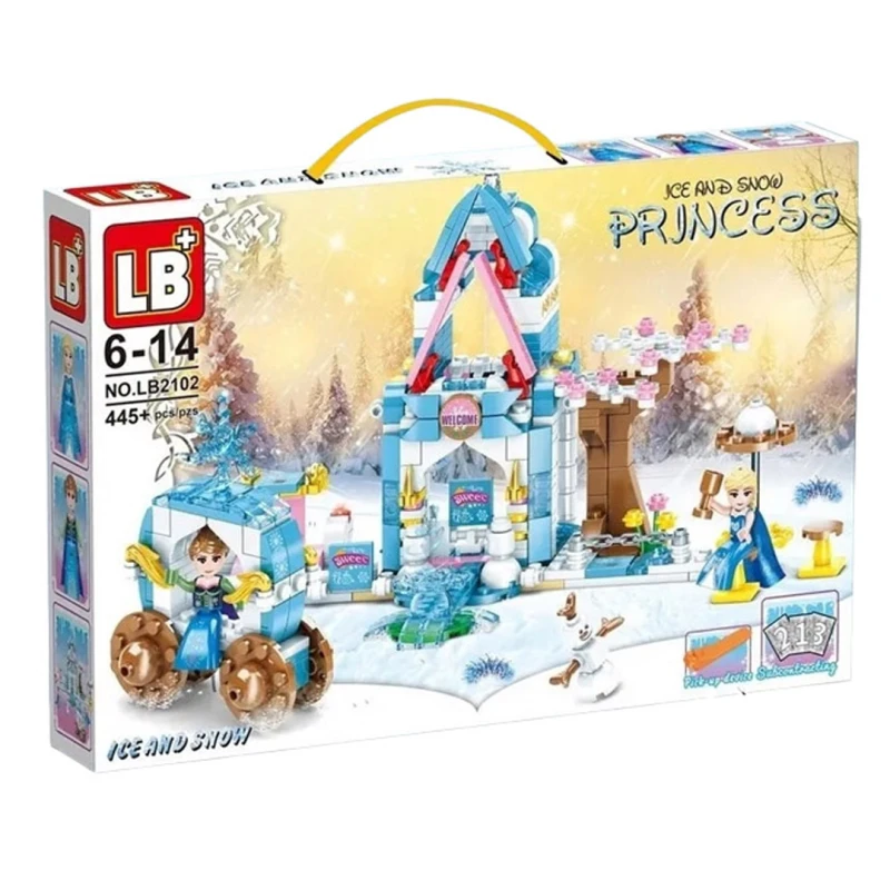 Princess Ice & Snow Building Blocks With Mini Frozen Movie Character Figures 445 Pcs- - Ages 6+