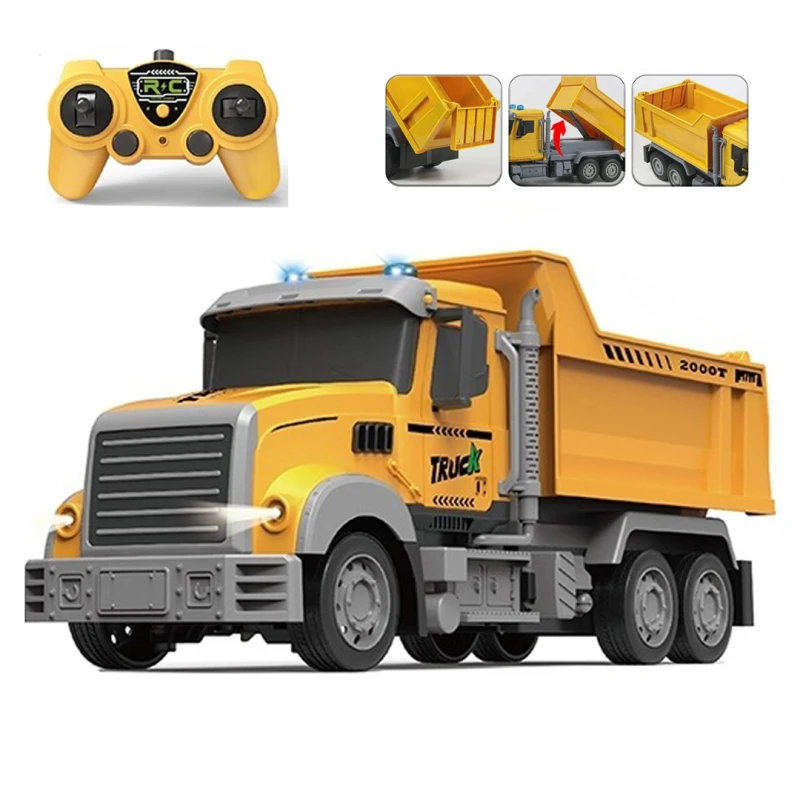 Remote Control Rechargeable Construction City Truck Vehicle Toy, 6 Channel RC Dump Truck