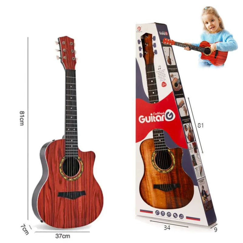 Wingda 6 Steel String Angle Guitar 81 cm Music Learning Guitar for Kids Age 3+ Maroon color