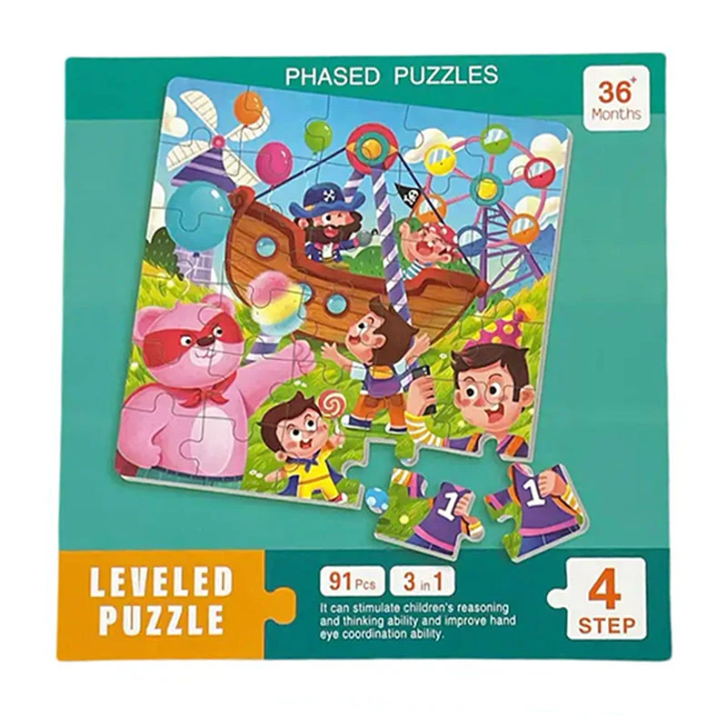 LEVELED PUZZLE - 3 In 1 Phased Magnetic Puzzle , Carnival Puzzles 91 PCs - STEM Learning- Suitable for Ages 5 Years & Up (Step 4 B)