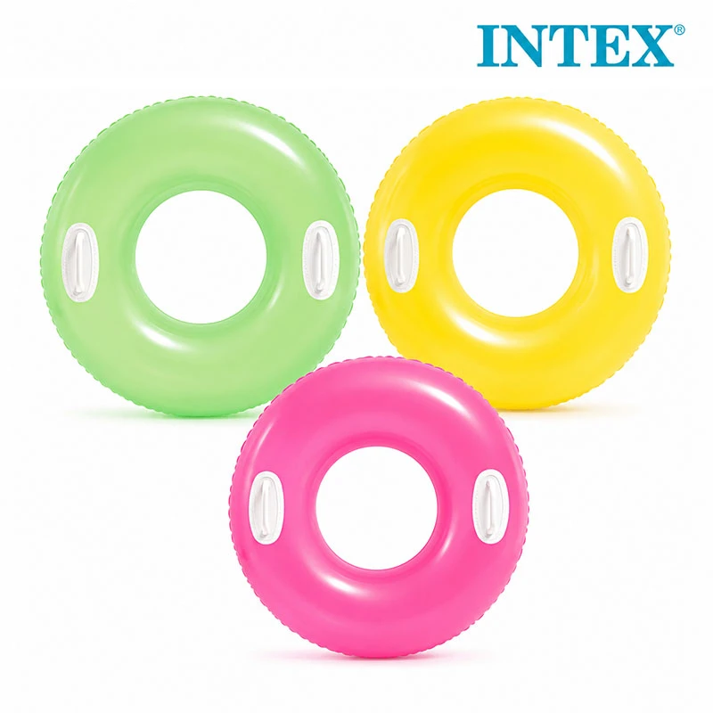 Intex Transparent Jumbo Inflatable Swim Tube 76 cm with Handles – Assorted Colors – Ages 8+