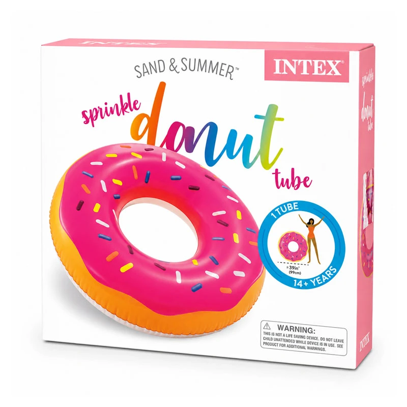 INTEX Big Frosted Donut Tube 99cm – Inflatable Donut Swim Ring for Pool & Beach Fun – Suitable for Ages 9+ to Adults