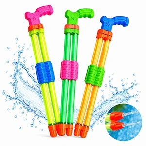 Double Pump Water Guns Toys Long Range Pull-Push Transparent Water Cannon Outdoor Beach Pool Party Game Toys Water Blaster Shoot Safe for Kids 55cm Age 3+