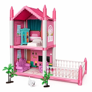 DIY Doll House Playset with Furniture & Accessories – 2-Story Dollhouse for Kids Ages 3+