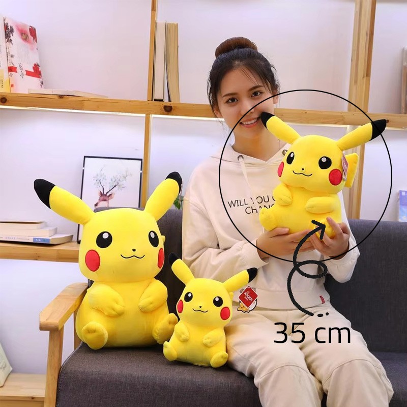 Pokemon Light Yellow Pikachu Soft Plush Stuffed Doll Toy 35 cm