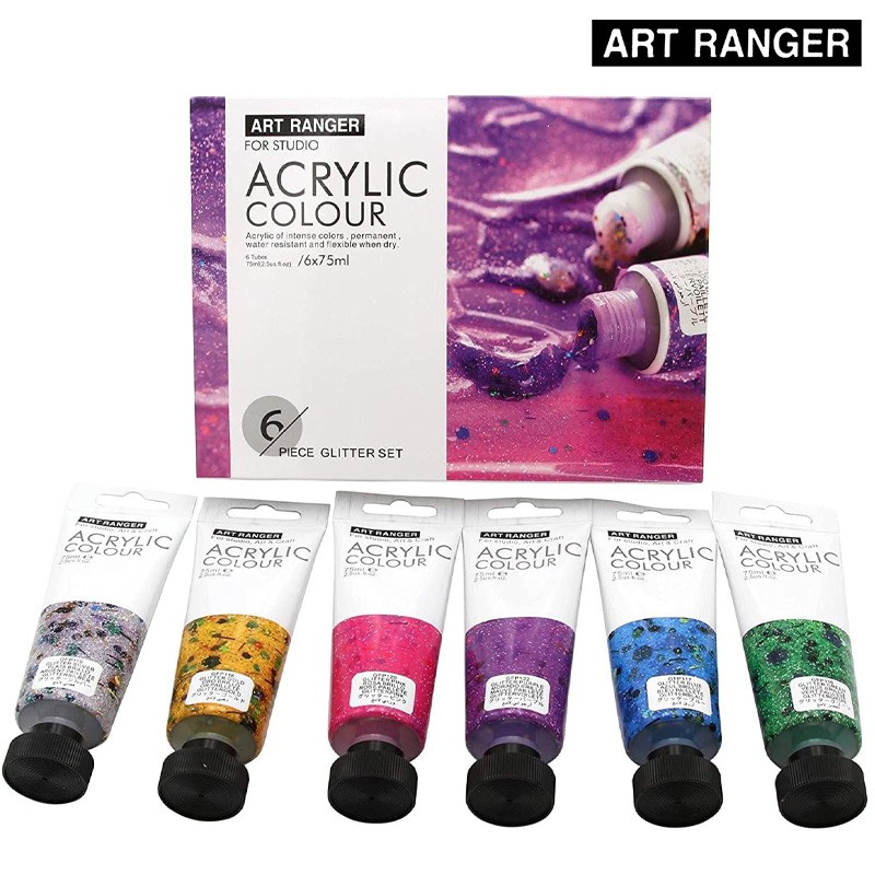 ART RANGERS Acrylic Colour Glitter Set 6 Tubes 75 ml (FEA0675-G)