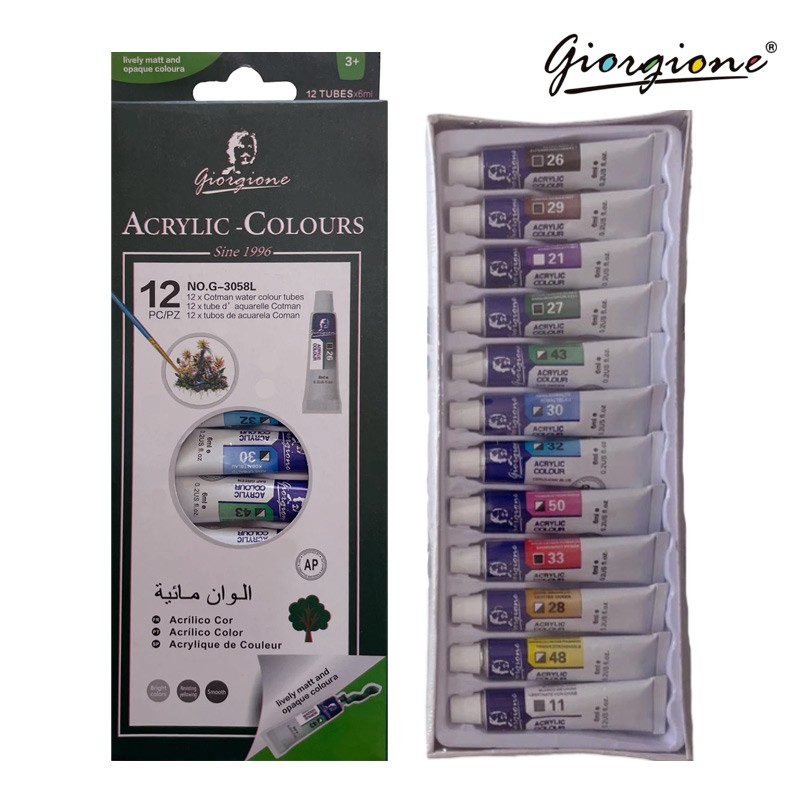 Giorgione Acrylic Colours Tubes 6 ml 12 colors (G-3058L)