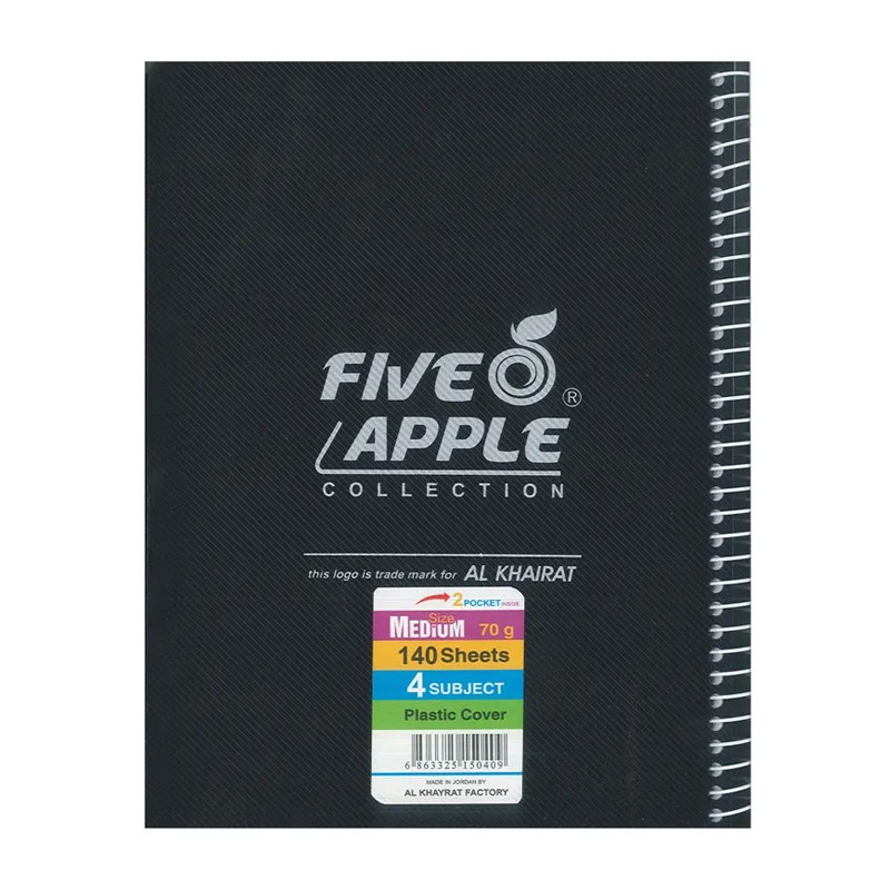 دفتر ملاحظات سلك غلاف بلاستيكي متوسط الحجم 4 موضوع 20.5 × 27 سم 140 ورقة