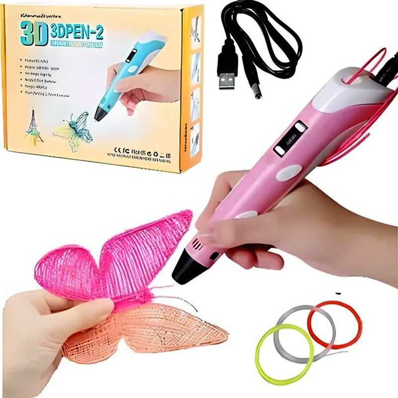 قلم 3D Pen-2 قلم رسم احترافي للطباعة ثلاثية الأبعاد مع خيوط ABSPLA مقاس 1 × 1.75 مم للنمذجة الإبداعية والتعليم (عبوة من 1)