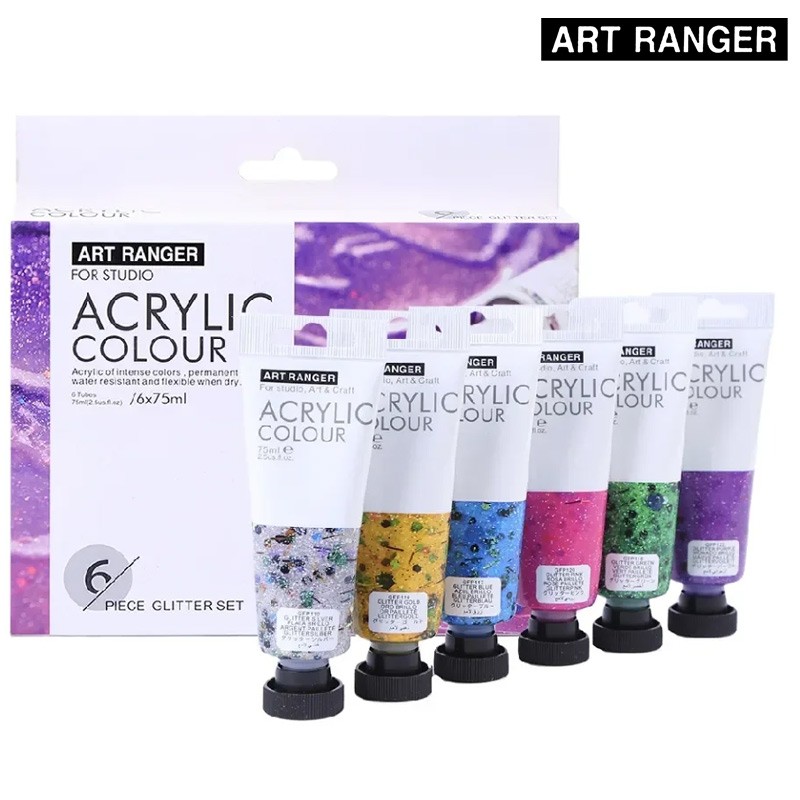 ART RANGERS Acrylic Colour Glitter Set 6 Tubes 75 ml (FEA0675-G)