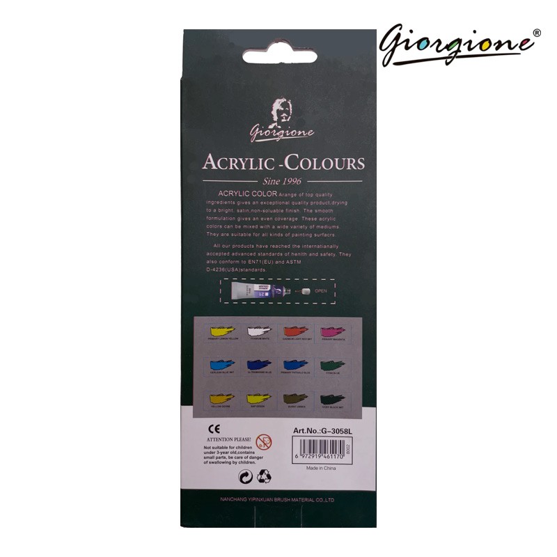 Giorgione Acrylic Colours Tubes 6 ml 12 colors (G-3058L)