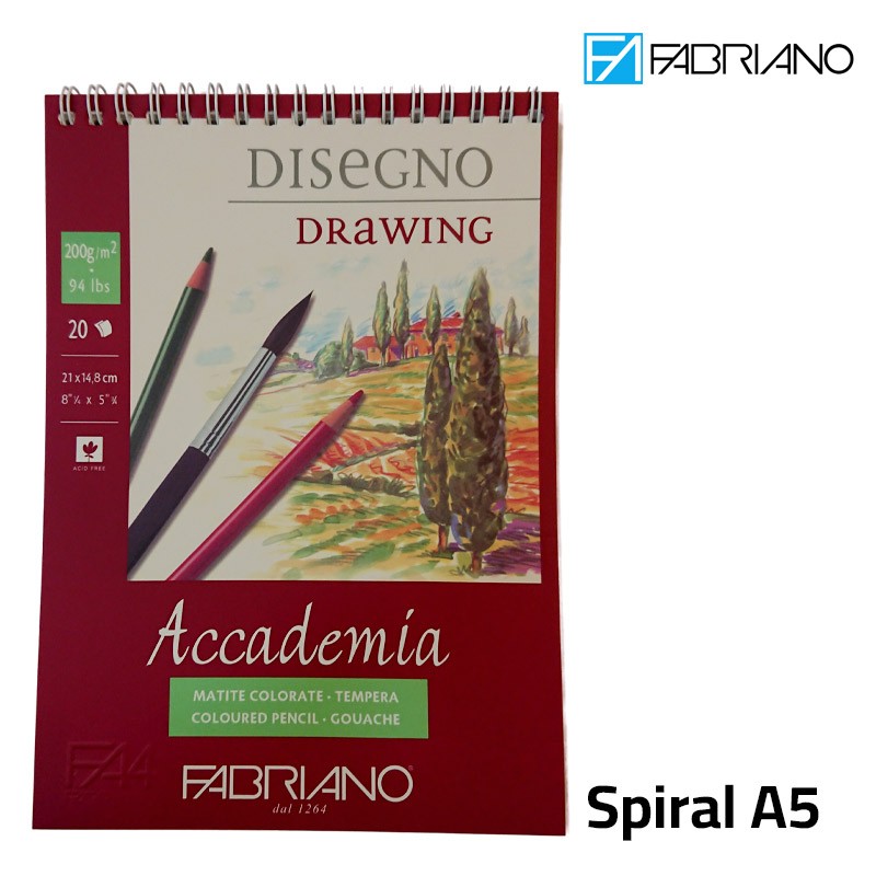 Fabriano Spiral Drawing Pad Academia A5 20 Sheets 200 gsm